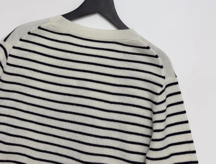 Star-pattern striped round-neck long-sleeve knit top in As Shown, product view 14