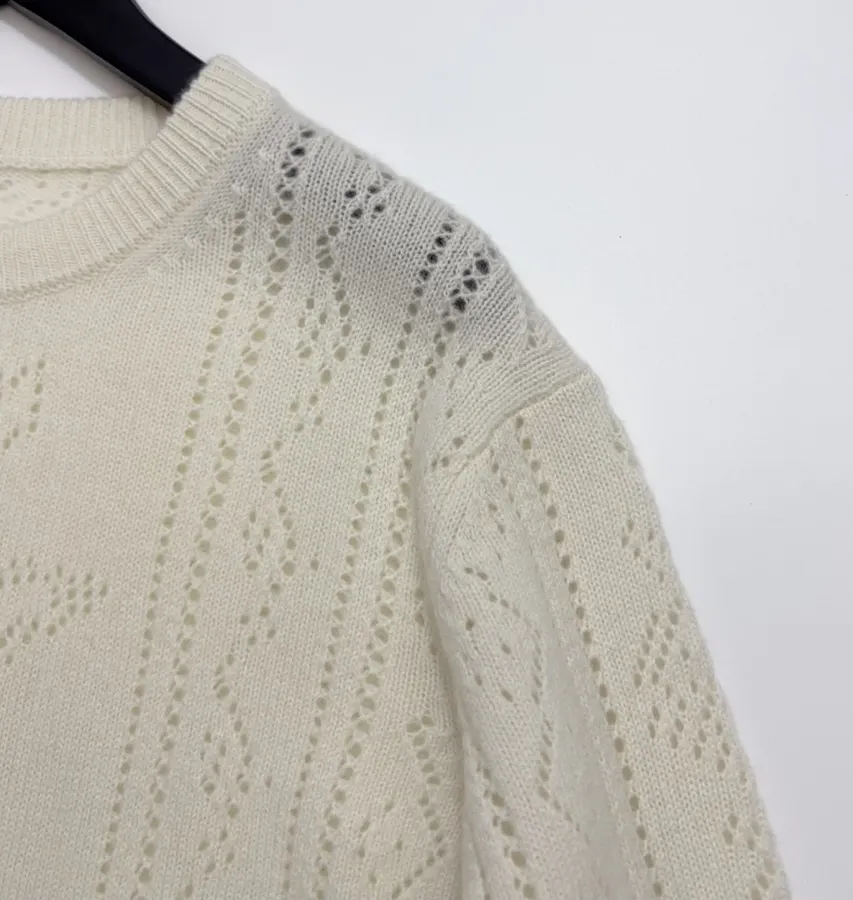 Zadig & Voltaire Openwork round-neck long-sleeve knit sweater in As Shown, product view 03