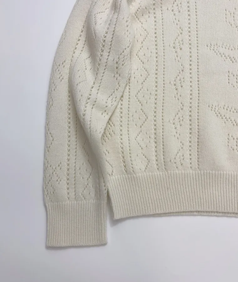 Zadig & Voltaire Openwork round-neck long-sleeve knit sweater in As Shown, product view 07