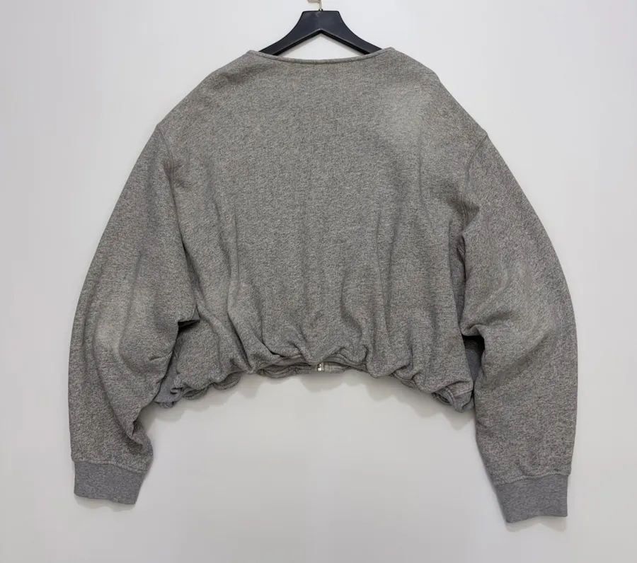 R13 Gray balloon-sleeve crewneck cardigan in Gray, product view 16