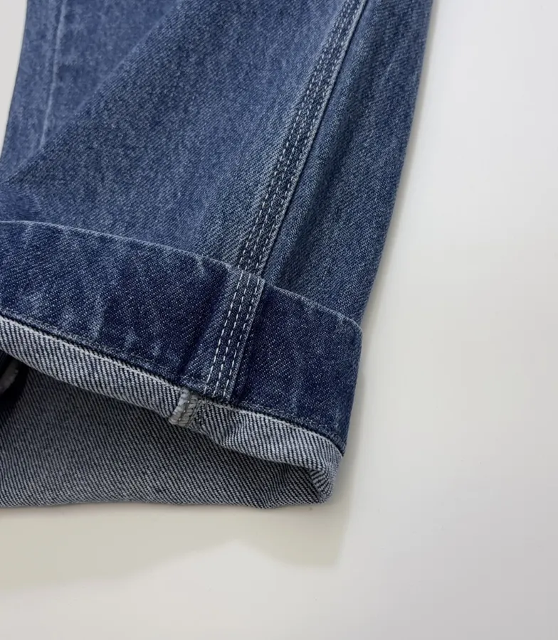 Limited-Edition Diamond-Stitched Jeans | Vintage Washed Straight-Leg Workwear Trousers in As Shown, product view 11