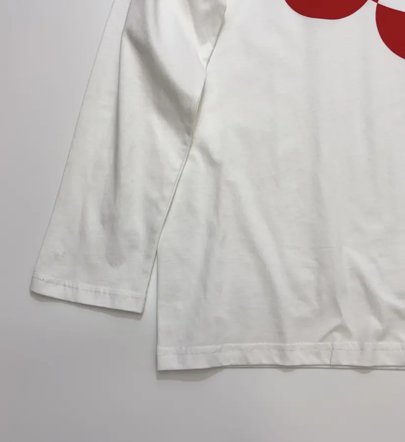 Dries Van Noten Artistic Red Circular Geometric Print Long-Sleeve T-Shirt, Contrast-Color Relaxed Drop-Shoulder Casual Base Layer in As Shown, product view 06