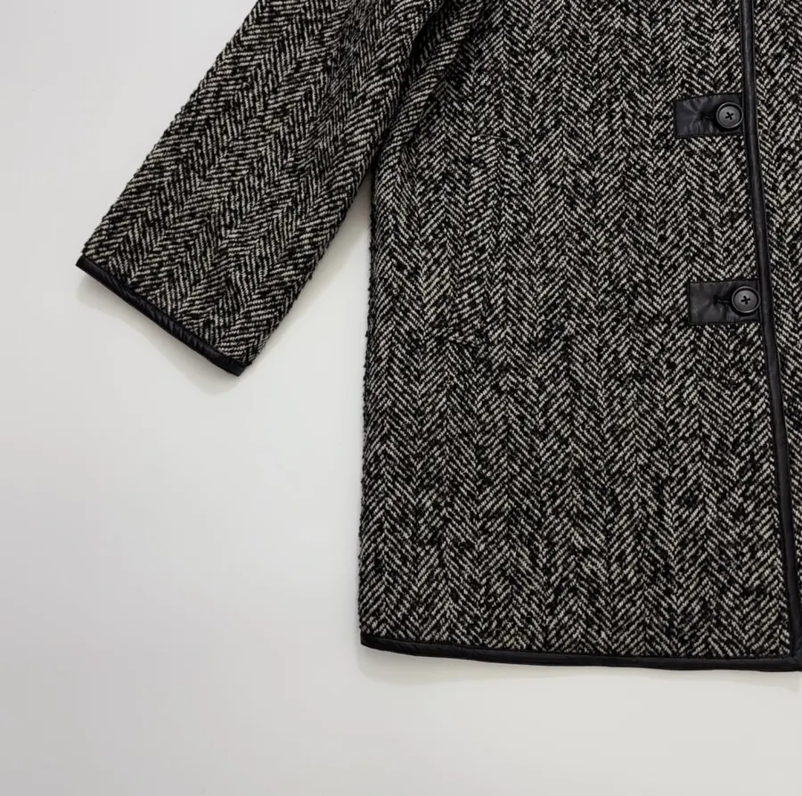 Jil Sander 复古肌理感宽松阔版圆领中长款夹棉外套，As Shown，商品图 14