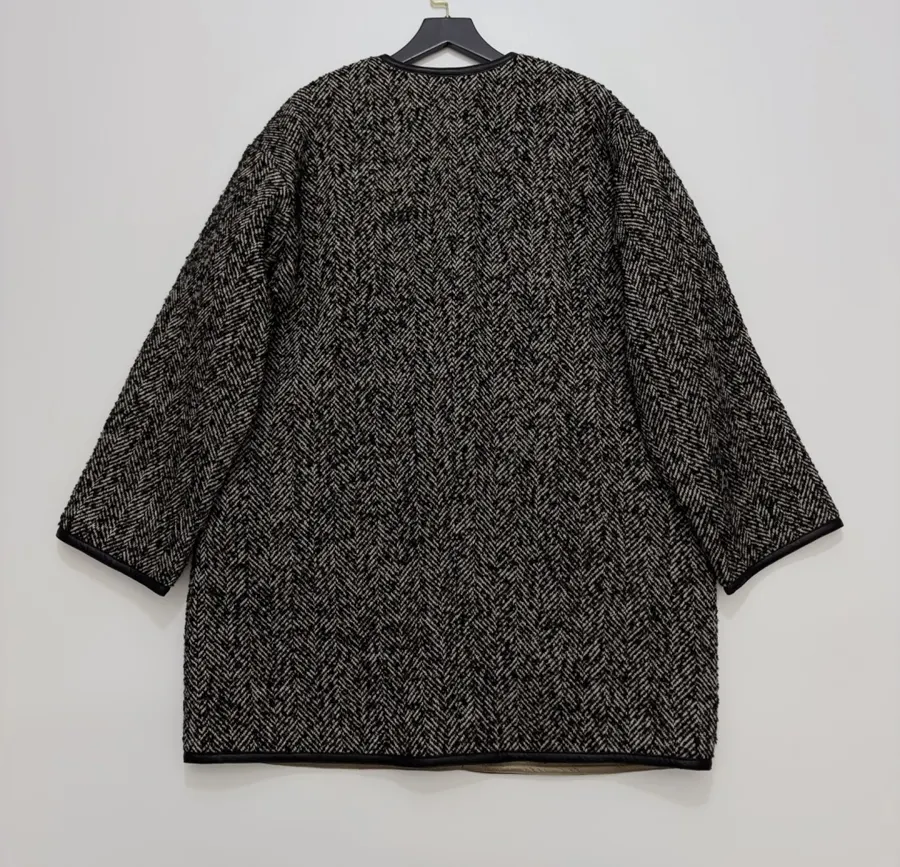 Jil Sander 复古肌理感宽松阔版圆领中长款夹棉外套，As Shown，商品图 20