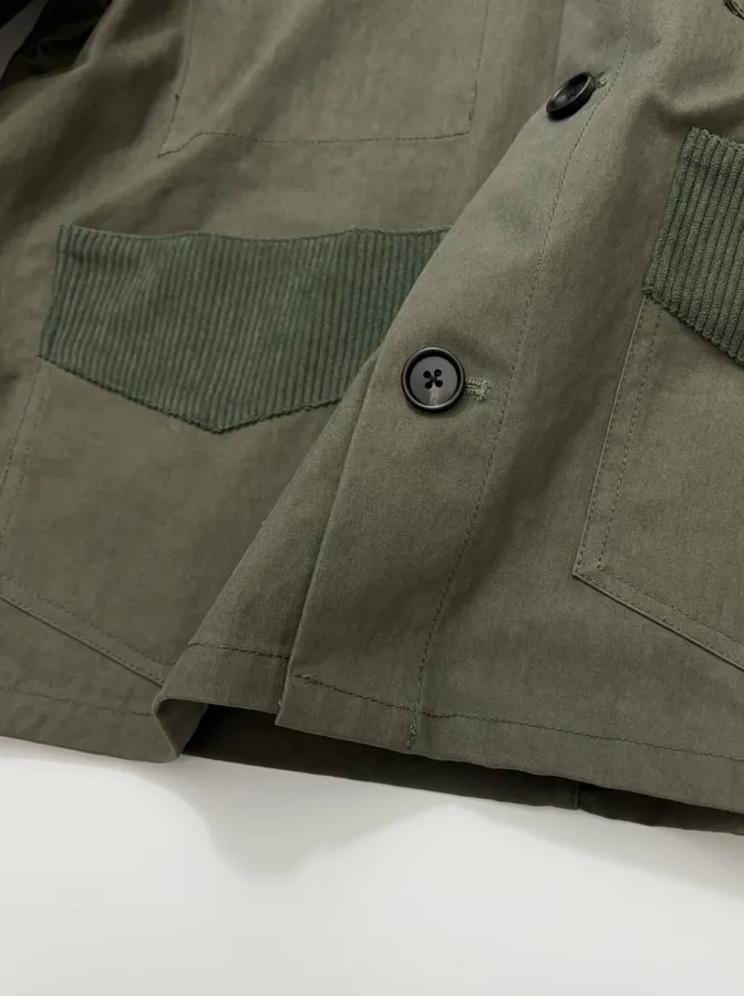 BODE Jacket with Contrast Corduroy Collar in 军绿, product view 08