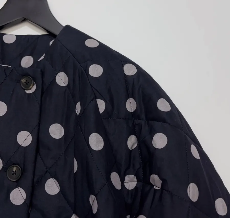 Small-batch polka-dot double-breasted cotton jacket, quilted relaxed blazer in As Shown, product view 05