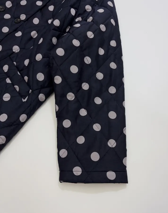 Small-batch polka-dot double-breasted cotton jacket, quilted relaxed blazer in As Shown, product view 06