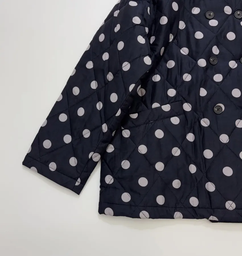 Small-batch polka-dot double-breasted cotton jacket, quilted relaxed blazer in As Shown, product view 09