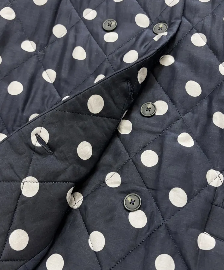 Small-batch polka-dot double-breasted cotton jacket, quilted relaxed blazer in As Shown, product view 12