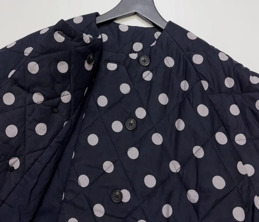 Small-batch polka-dot double-breasted cotton jacket, quilted relaxed blazer in As Shown, product view 16