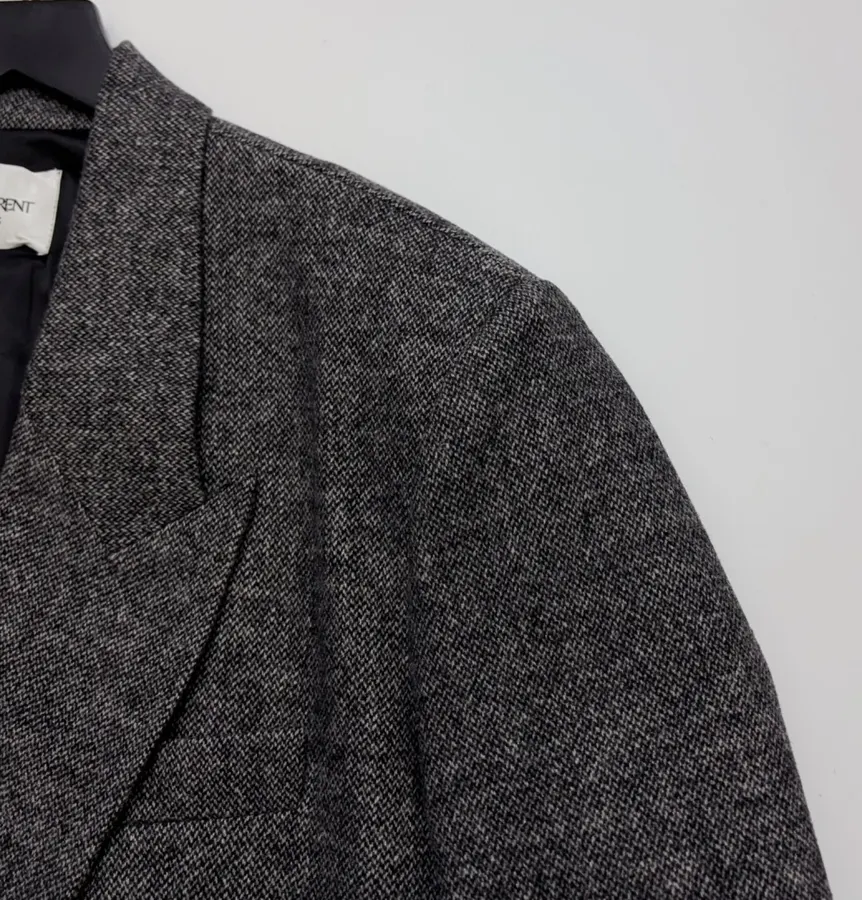 Charcoal Double-Breasted Wool Blazer in Charcoal, product view 04