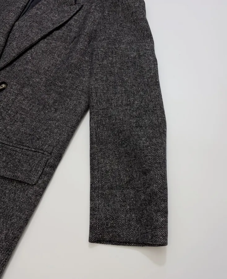 Charcoal Double-Breasted Wool Blazer in Charcoal, product view 05