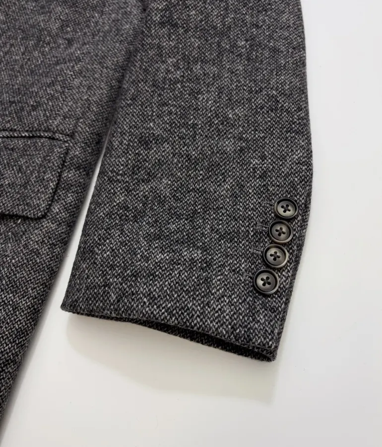 Charcoal Double-Breasted Wool Blazer in Charcoal, product view 06