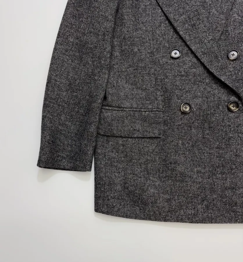 Charcoal Double-Breasted Wool Blazer in Charcoal, product view 08