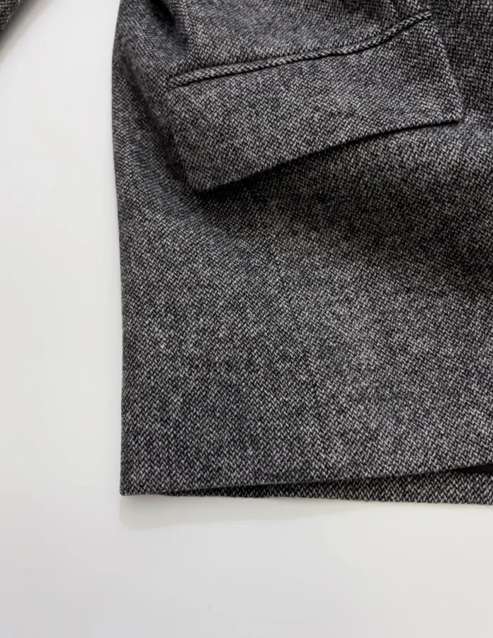 Charcoal Double-Breasted Wool Blazer in Charcoal, product view 09