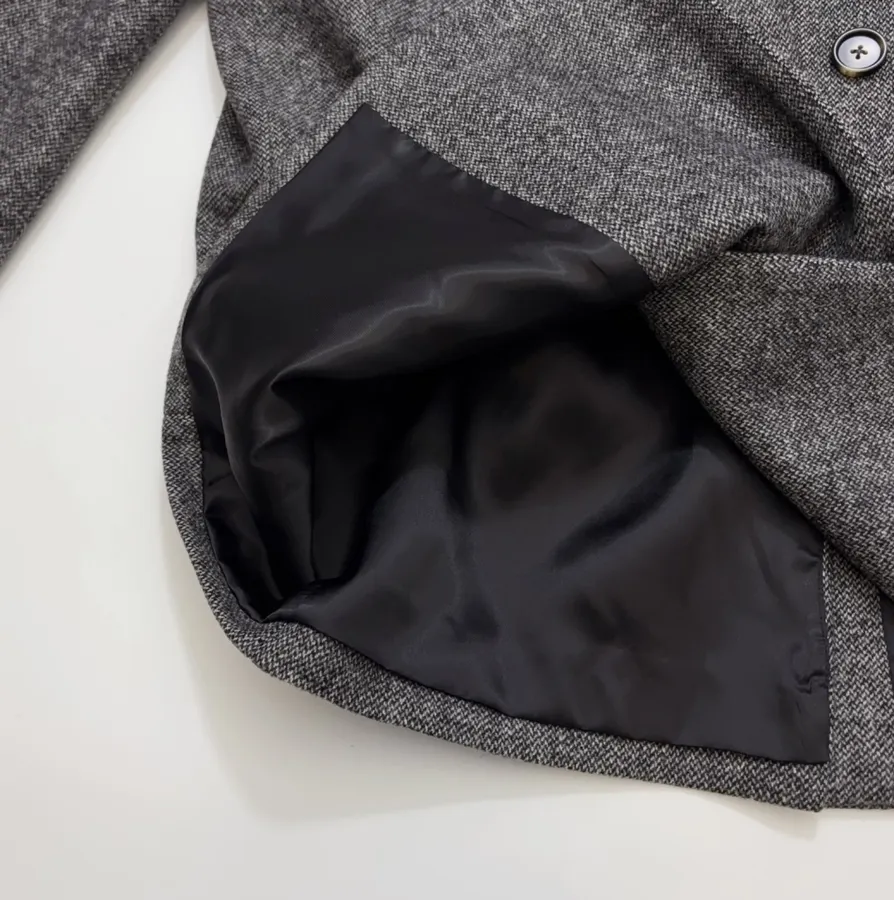 Charcoal Double-Breasted Wool Blazer in Charcoal, product view 10