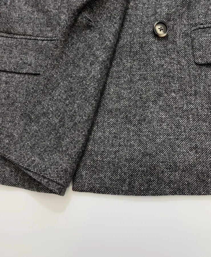 Charcoal Double-Breasted Wool Blazer in Charcoal, product view 11