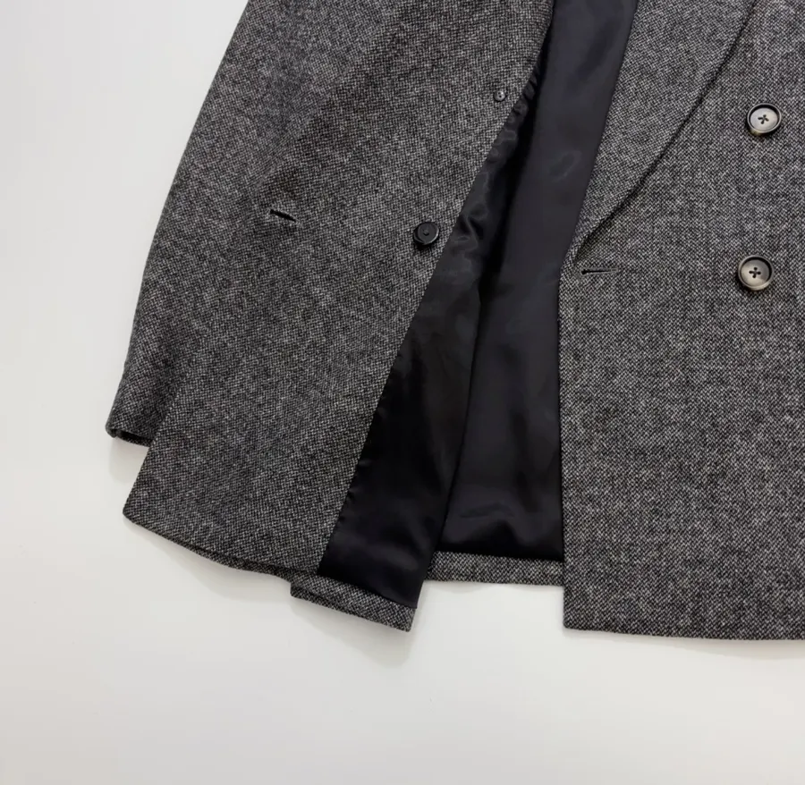 Charcoal Double-Breasted Wool Blazer in Charcoal, product view 14