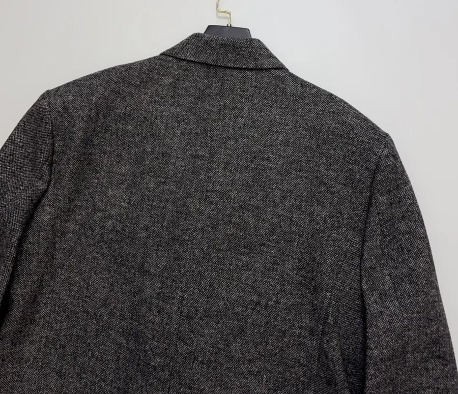 Charcoal Double-Breasted Wool Blazer in Charcoal, product view 17