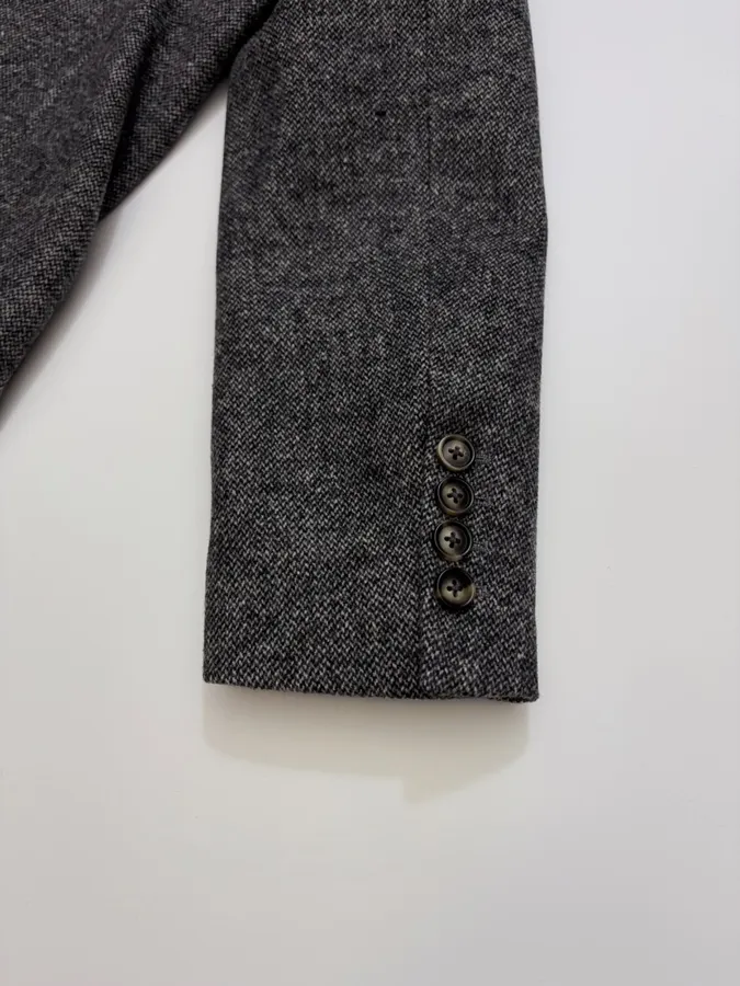 Charcoal Double-Breasted Wool Blazer in Charcoal, product view 21