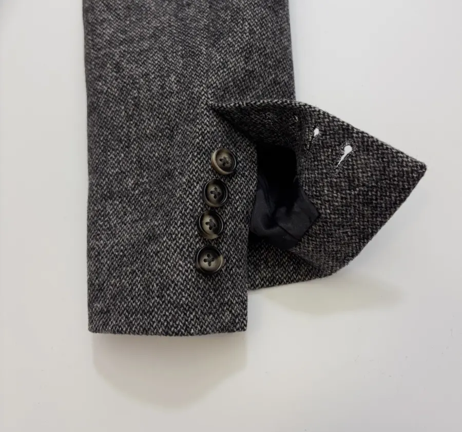 Charcoal Double-Breasted Wool Blazer in Charcoal, product view 22