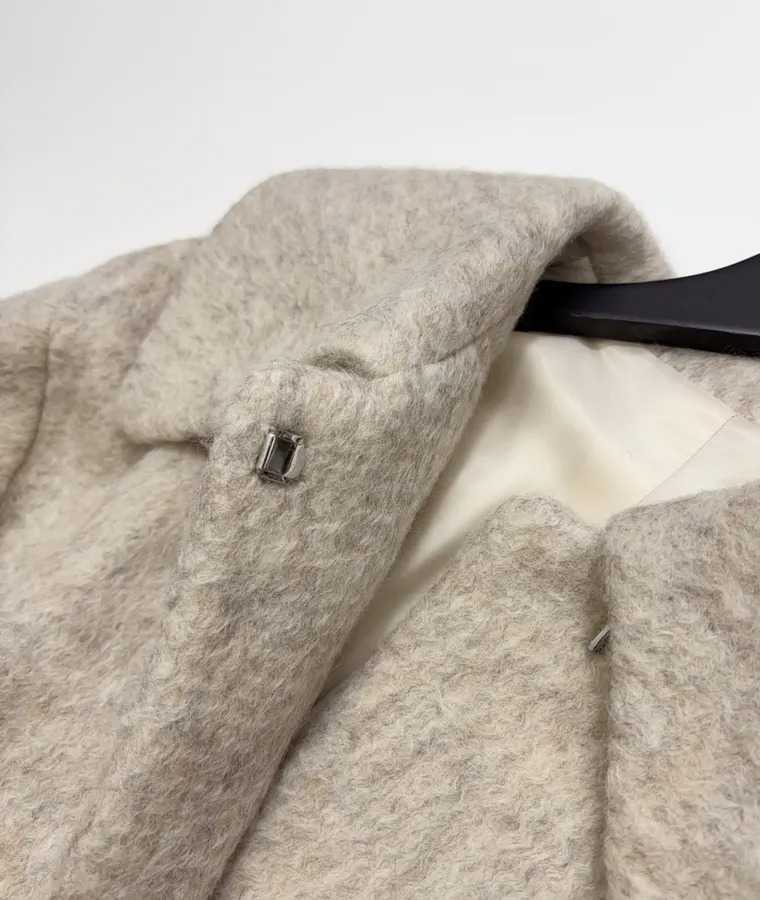 Independent Oversized Lapel Wool-Blend Tweed Coat in As Shown, product view 06