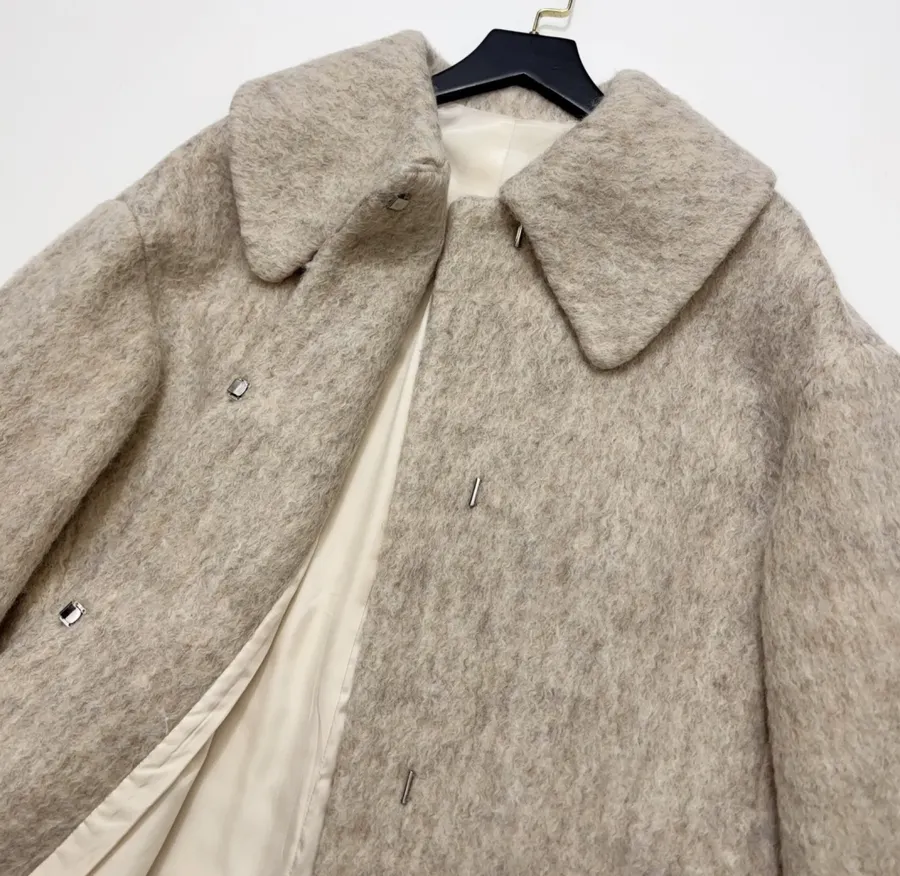 Independent Oversized Lapel Wool-Blend Tweed Coat in As Shown, product view 18