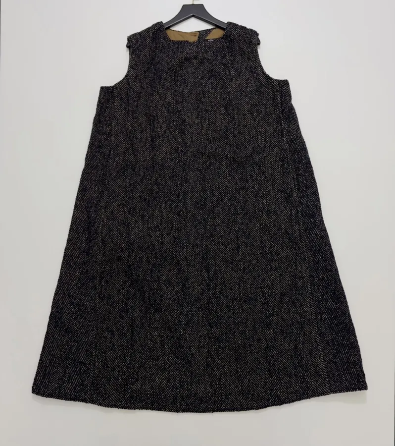 45R Wool vest dress, vintage relaxed sleeveless midi dress in As Shown, product view 01