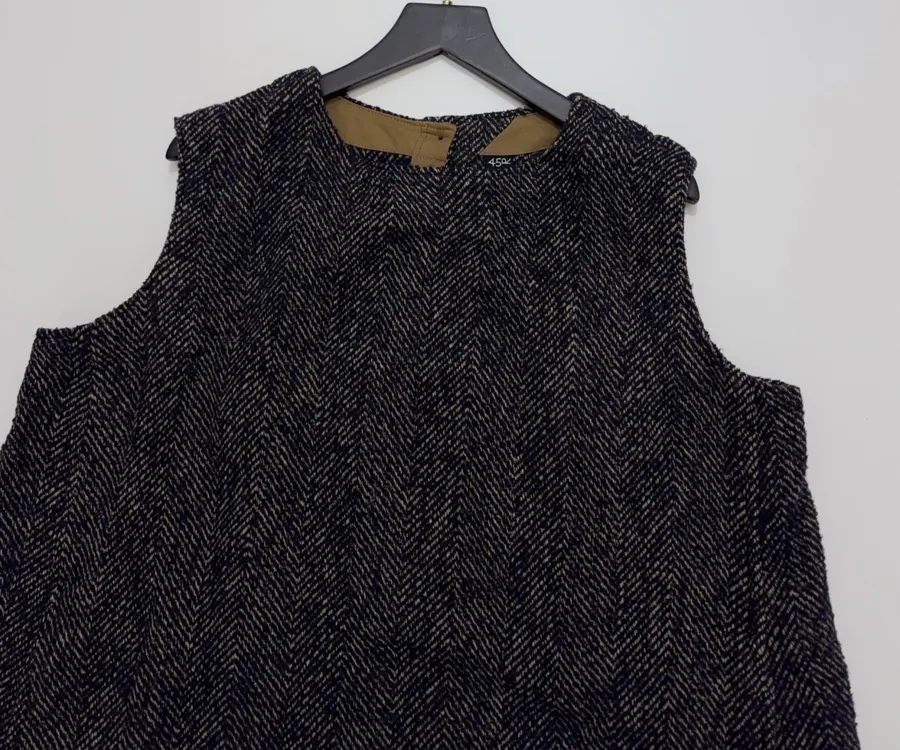 45R Wool vest dress, vintage relaxed sleeveless midi dress in As Shown, product view 02