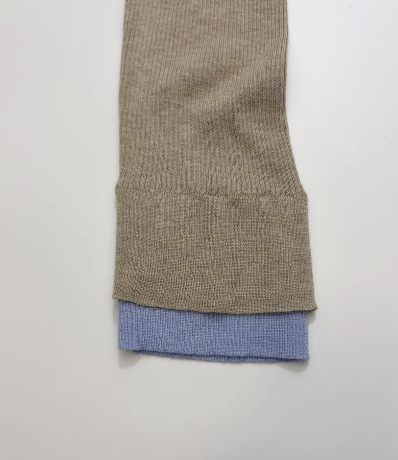 Acne Studios Beige Contrast-Panel Layered Knit Cardigan in Beige, product view 06