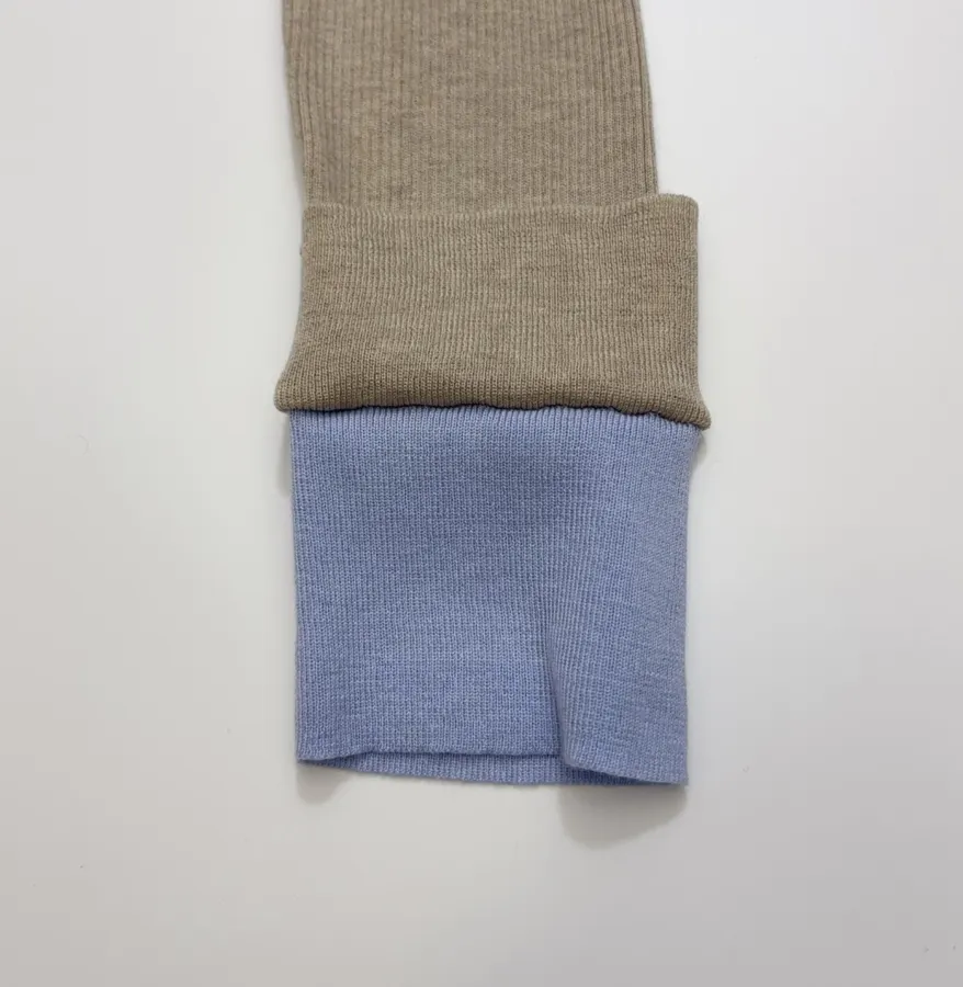Acne Studios Beige Contrast-Panel Layered Knit Cardigan in Beige, product view 07