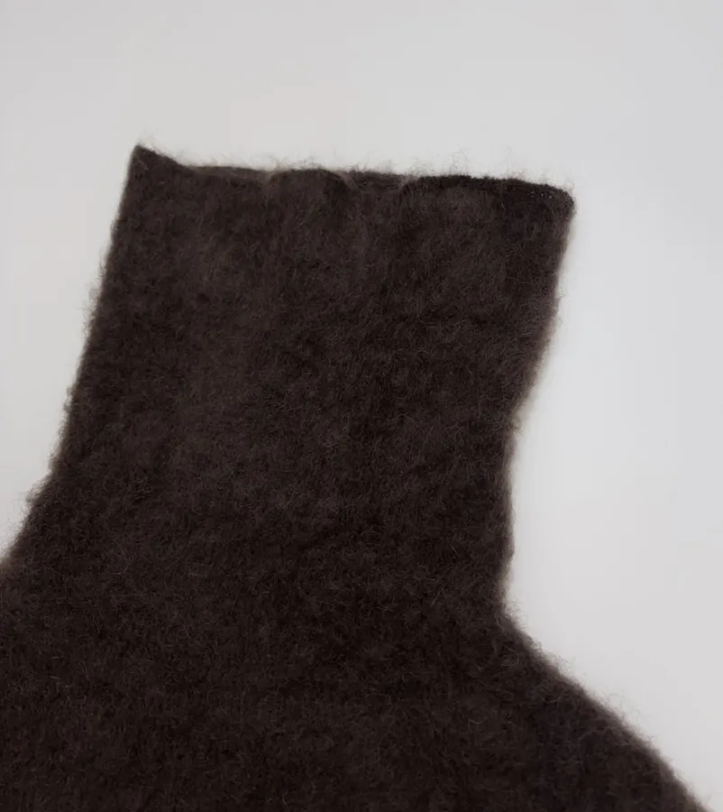 Dark Brown Fuzzy Turtleneck Sweater in Dark Brown, product view 06