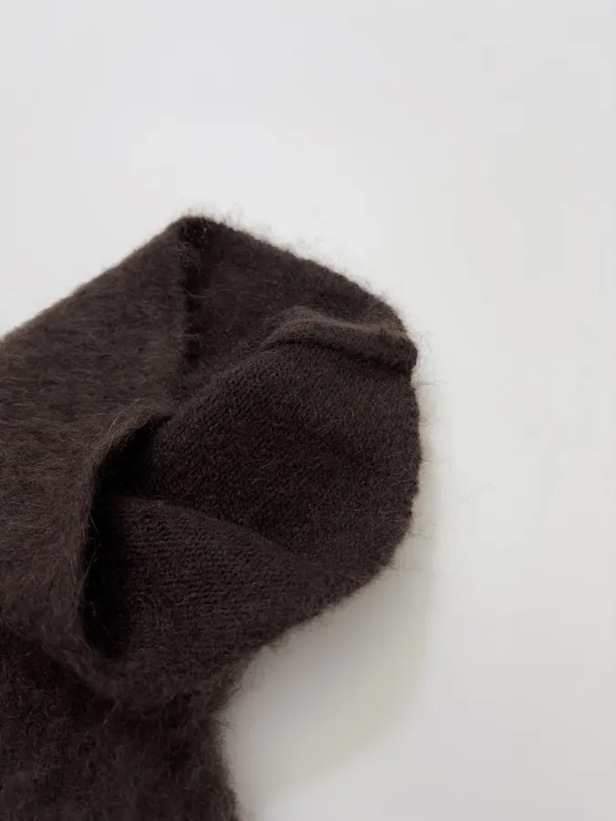 Dark Brown Fuzzy Turtleneck Sweater in Dark Brown, product view 08