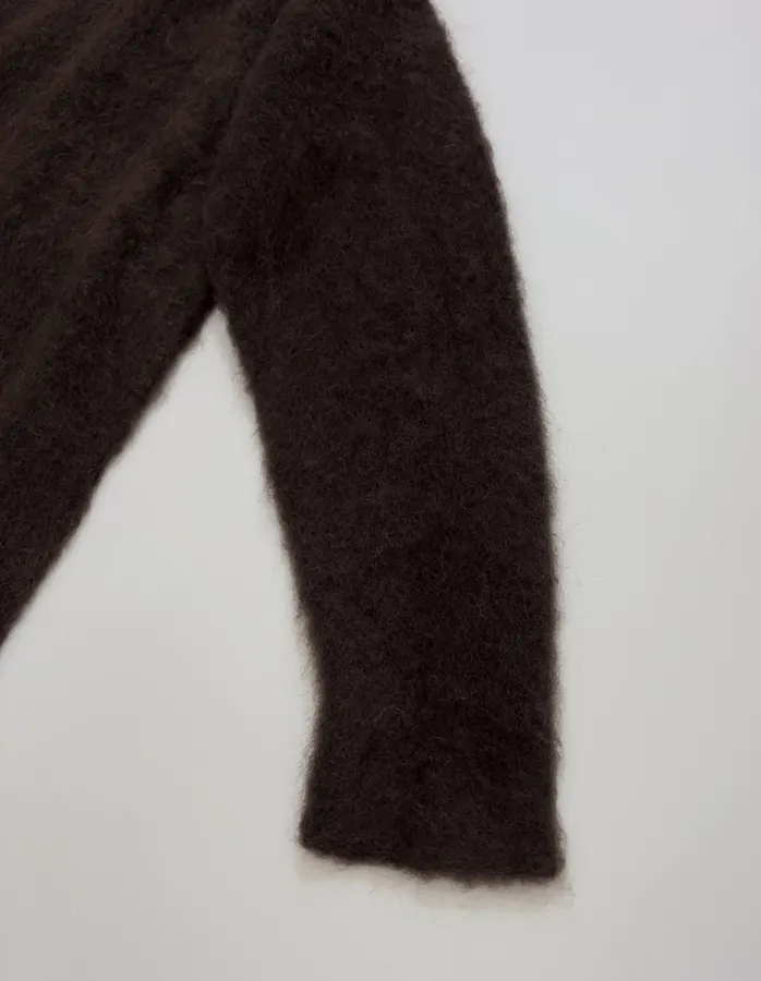 Dark Brown Fuzzy Turtleneck Sweater in Dark Brown, product view 09