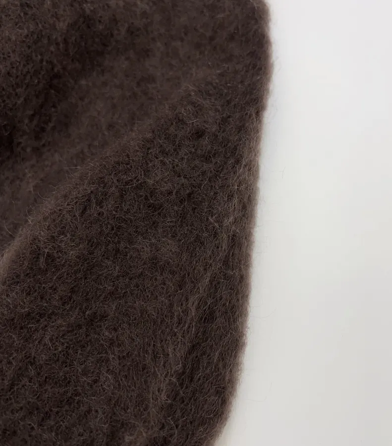Dark Brown Fuzzy Turtleneck Sweater in Dark Brown, product view 10