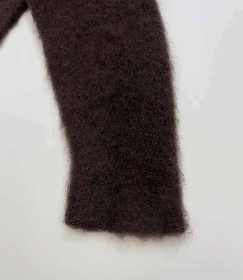 Dark Brown Fuzzy Turtleneck Sweater in Dark Brown, product view 11