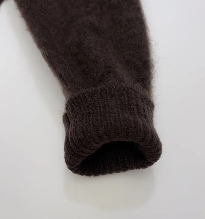 Dark Brown Fuzzy Turtleneck Sweater in Dark Brown, product view 12
