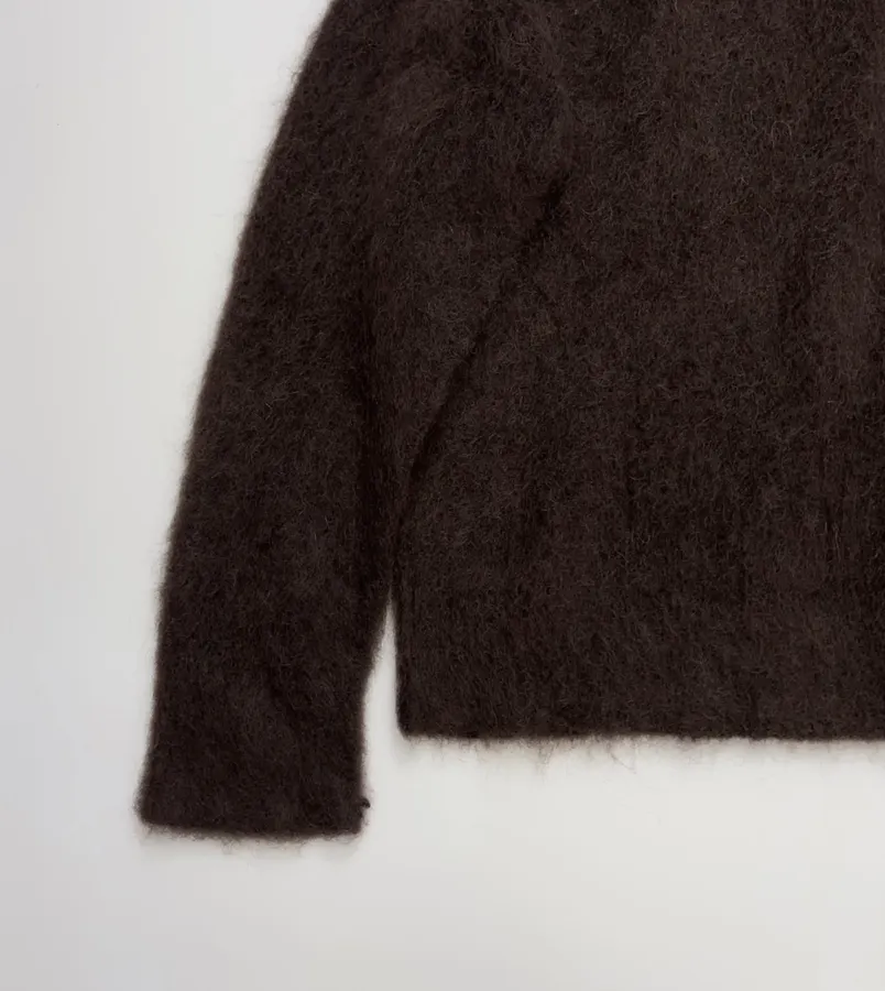 Dark Brown Fuzzy Turtleneck Sweater in Dark Brown, product view 13