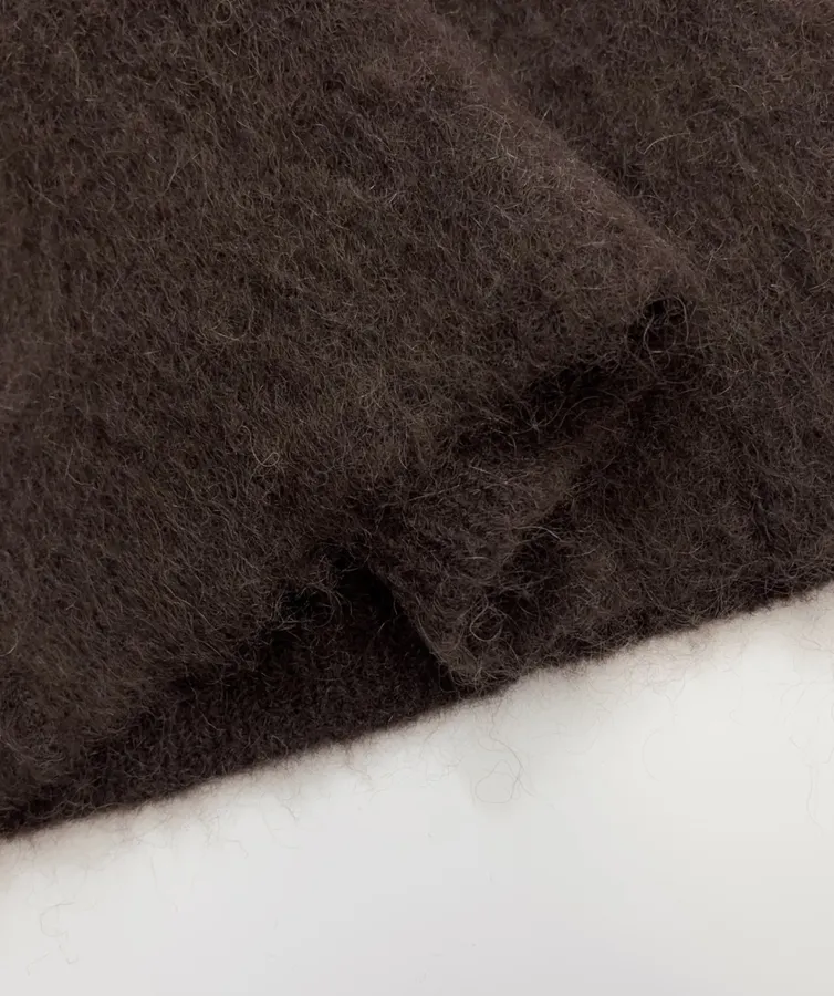 Dark Brown Fuzzy Turtleneck Sweater in Dark Brown, product view 14
