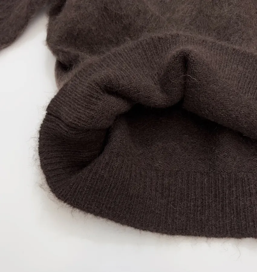 Dark Brown Fuzzy Turtleneck Sweater in Dark Brown, product view 15