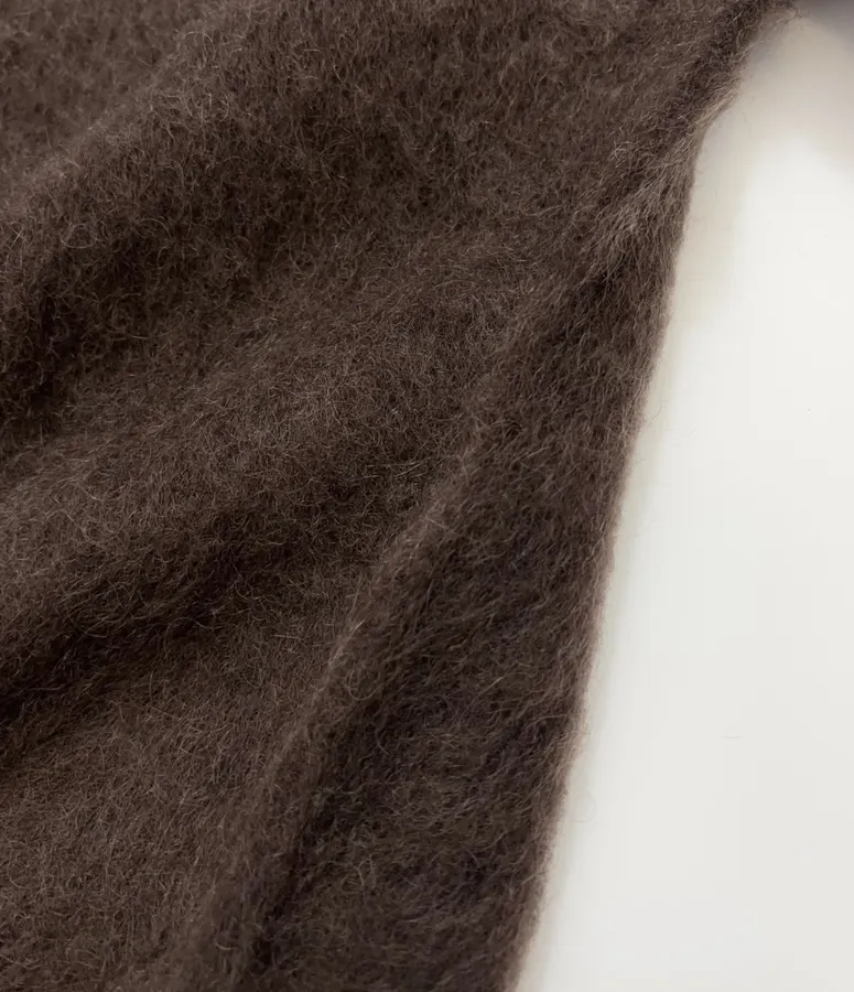 Dark Brown Fuzzy Turtleneck Sweater in Dark Brown, product view 16