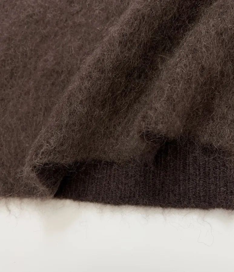 Dark Brown Fuzzy Turtleneck Sweater in Dark Brown, product view 17