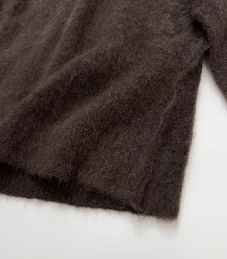 Dark Brown Fuzzy Turtleneck Sweater in Dark Brown, product view 18