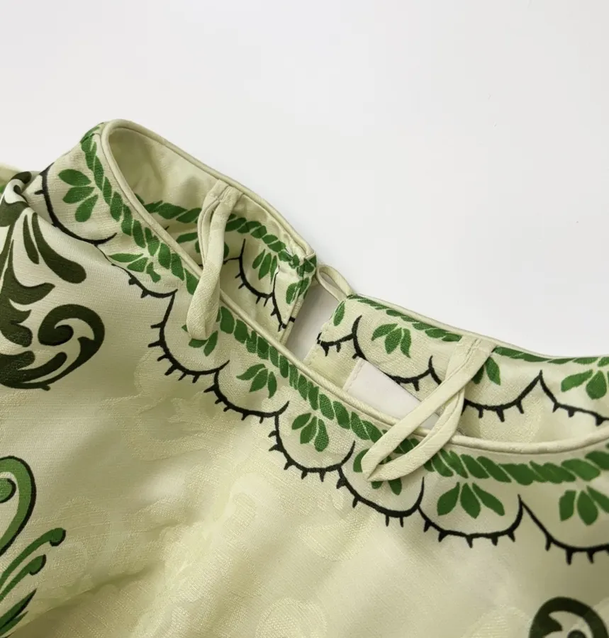 ALEMAIS Ivory and Green Paisley-Print Long-Sleeve Maxi Dress in Ivory and Green, product view 05