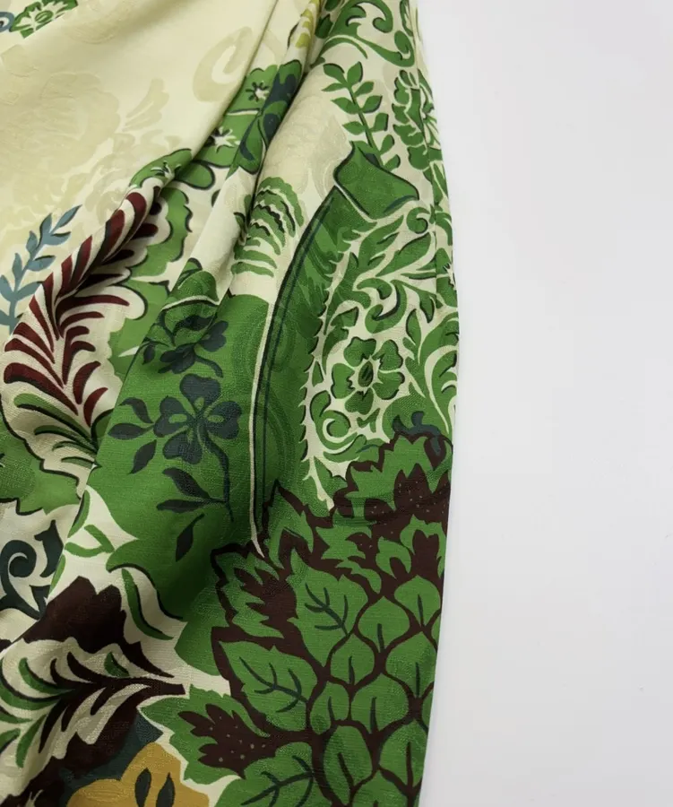 ALEMAIS Ivory and Green Paisley-Print Long-Sleeve Maxi Dress in Ivory and Green, product view 07