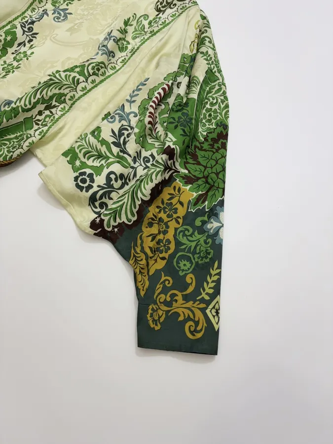 ALEMAIS Ivory and Green Paisley-Print Long-Sleeve Maxi Dress in Ivory and Green, product view 09