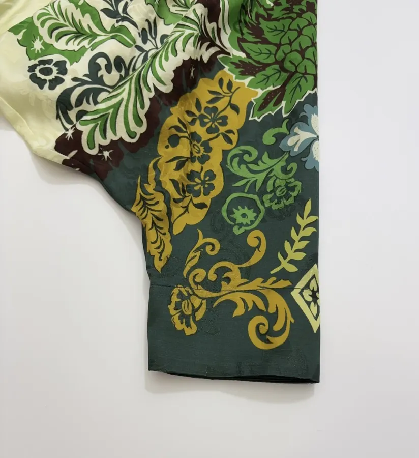 ALEMAIS Ivory and Green Paisley-Print Long-Sleeve Maxi Dress in Ivory and Green, product view 10