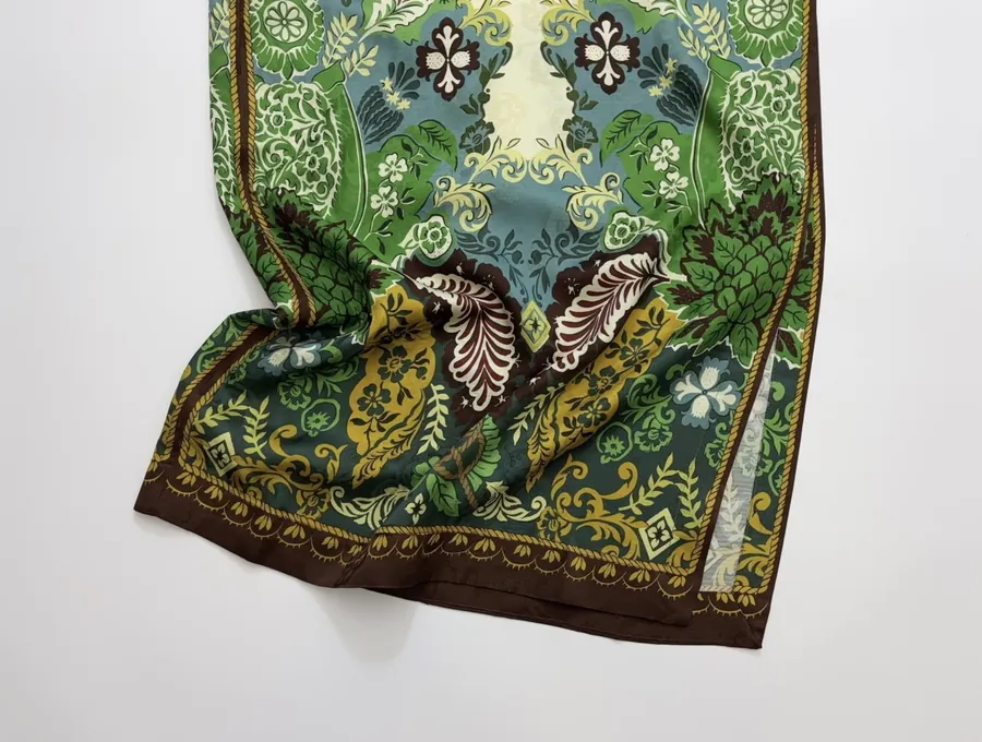 ALEMAIS Ivory and Green Paisley-Print Long-Sleeve Maxi Dress in Ivory and Green, product view 11