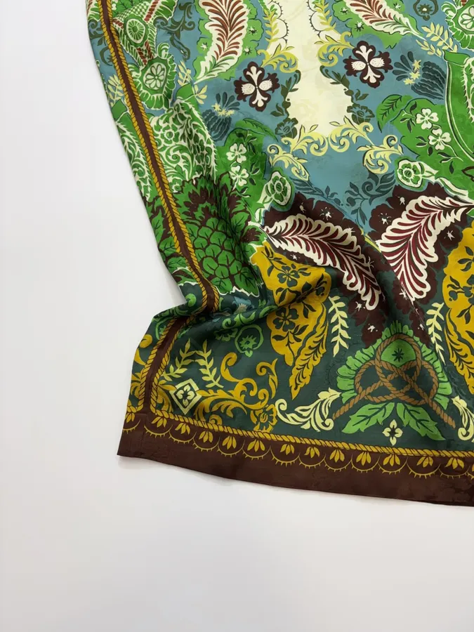 ALEMAIS Ivory and Green Paisley-Print Long-Sleeve Maxi Dress in Ivory and Green, product view 13