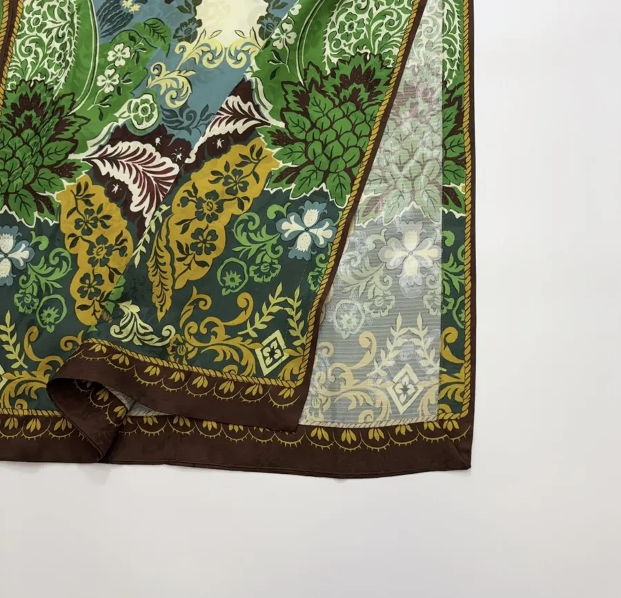 ALEMAIS Ivory and Green Paisley-Print Long-Sleeve Maxi Dress in Ivory and Green, product view 16